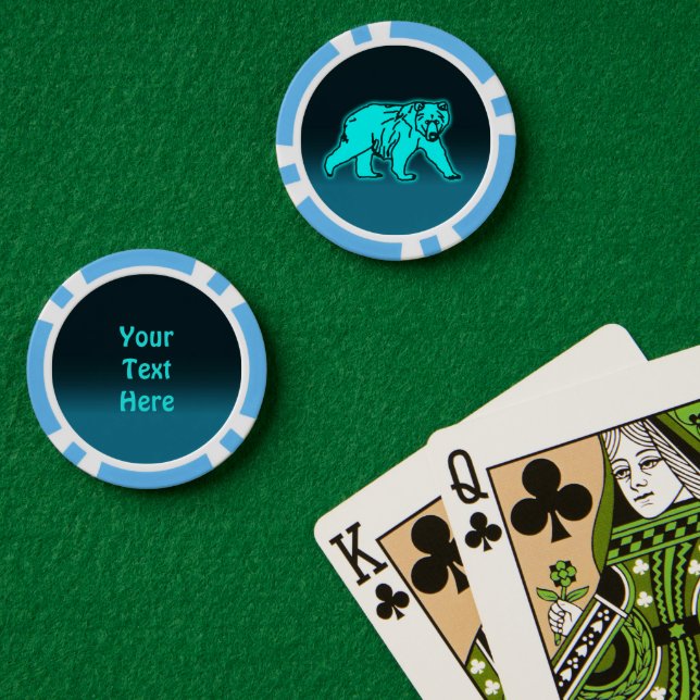Jetons De Poker Ours bleu Kodiak (Table de poker (double))