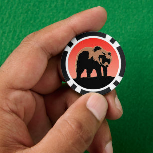 Jetons De Poker Ours Grizzly au coucher du soleil - Œuvre d'art or
