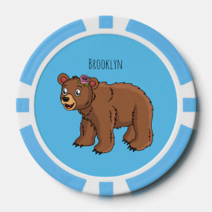 Jetons De Poker Ours mignon avec dessin animé sur les fleurs