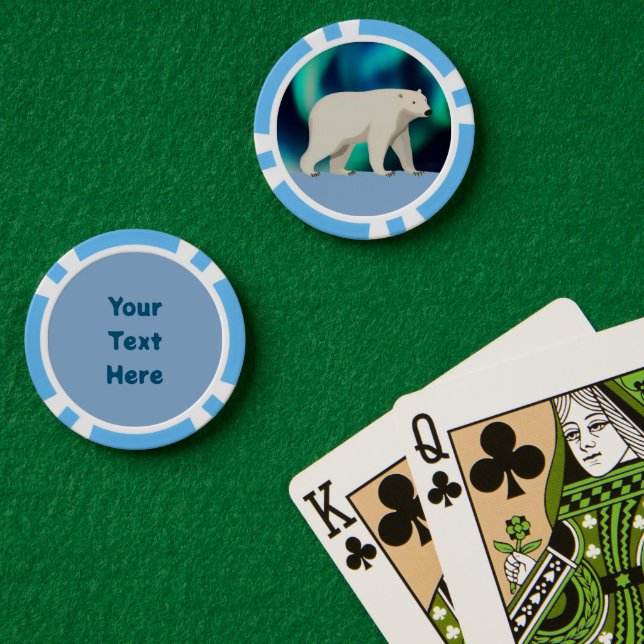 Jetons De Poker Ours polaire mignon et aurores boréales (Table de poker (double))