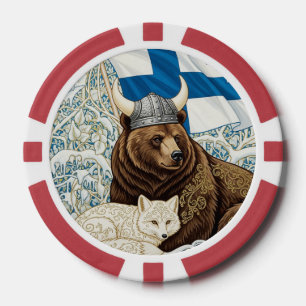 Jetons De Poker Ours viking finlandais, renard arctique Art Nouvea