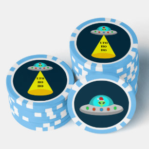 Jetons De Poker OVNI de Noël Ho Ho Alien soucoupe volante