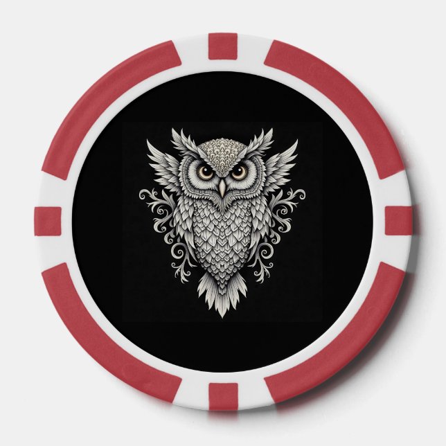 Jetons De Poker Owl Mandala complexe (Recto)