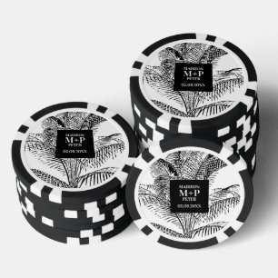 Jetons De Poker Palm Tree Tropical Feuilles Plage Mariage Faveur