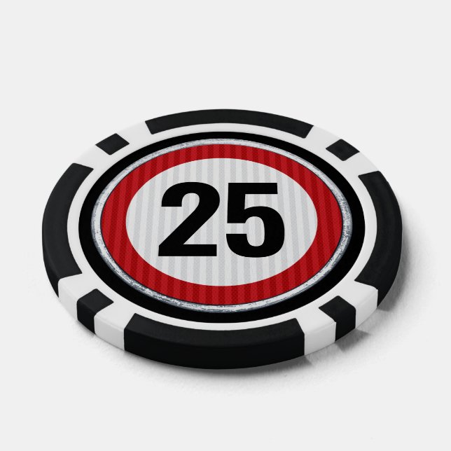 Jetons De Poker Panneau de limitation de vitesse pour 25 ans (Simple)