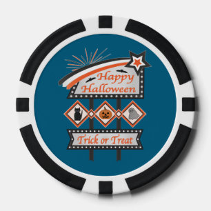 Jetons De Poker Panneau d'Halloween Vintage rétros - Tricoter ou t