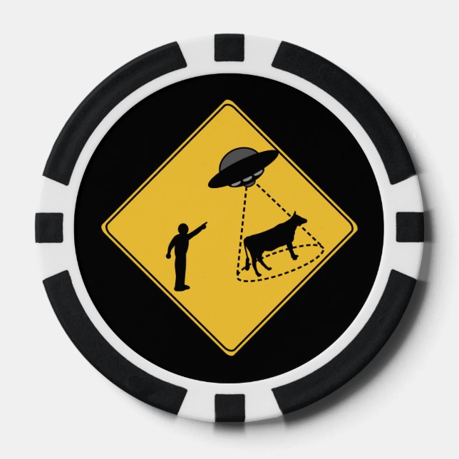 Jetons De Poker Panneau routier - Vache et ovnis (Recto)