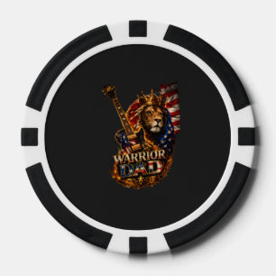 Jetons De Poker Papa Guerrier Lion Drapeau Américain Guitare