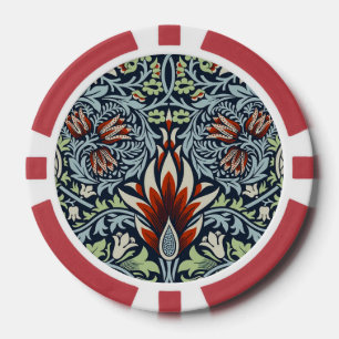 Jetons De Poker Papier peint floral Morris Navy Blue Snakeshead