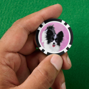 Jetons De Poker Papillon (blanc et noir) Peinture - Chien Art