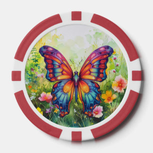 Jetons De Poker Papillon Bleu Orange Ailes