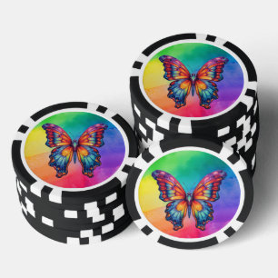 Jetons De Poker Papillon Bleu Orange Ailes