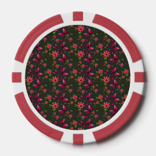 Jetons De Poker Papillon floral de jardin printanier moderne cadea