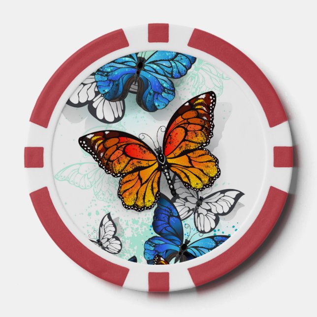 Jetons De Poker Papillons volants Morpho et Monarch (Recto)