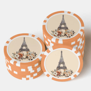Jetons De Poker Paris France Tour Eiffel Belle Florale