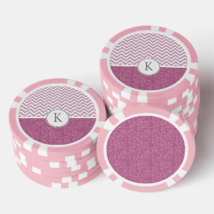 Jetons De Poker Parties scintillant Chevron de Glam Faux rose