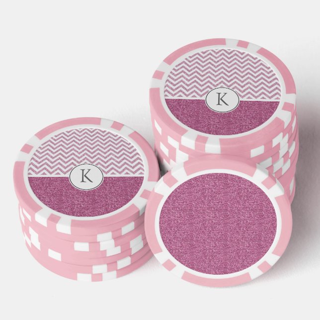 Jetons De Poker Parties scintillant Chevron de Glam Faux rose (Empiler)