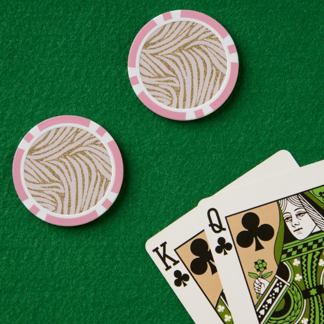 Jetons De Poker Parties scintillant en or rose pâle Zebra (Table de poker (double))