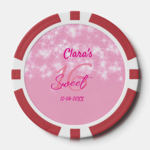 Jetons De Poker Pastel bébé rose doux 16 anniversaire ajouter nom