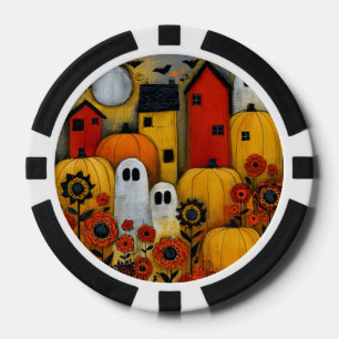 Jetons De Poker Patch de Halloween d'art folklorique fantaisiste