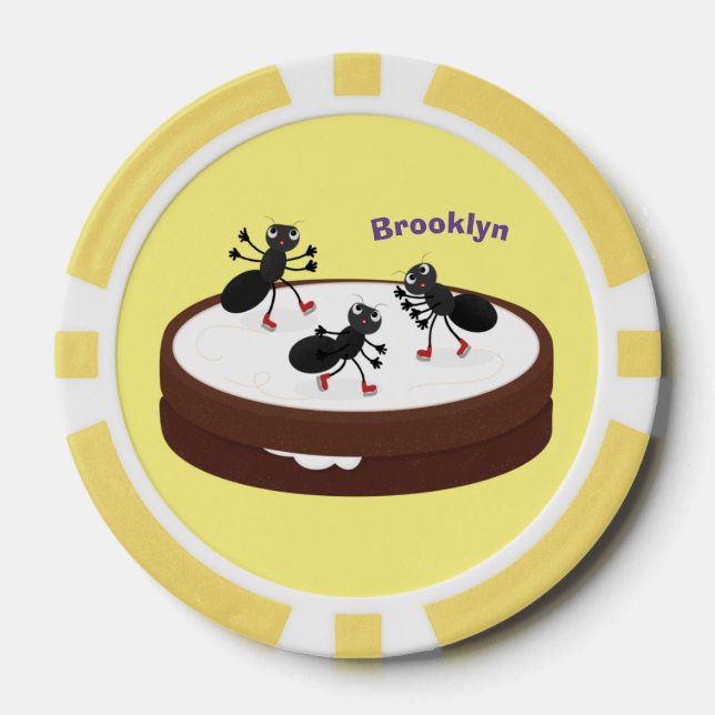Jetons De Poker Patinage sur glace de fourmis joyeuses sur dessin  (Recto)
