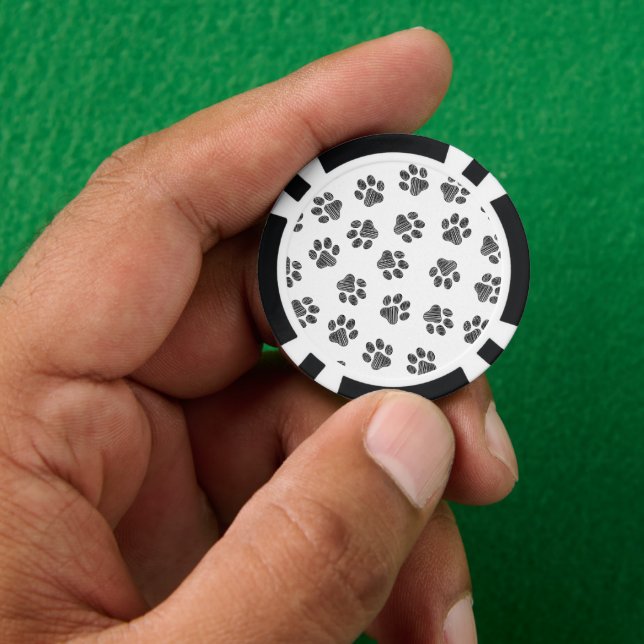 Jetons De Poker Patrouilles de Doodle, Paws de Chien, Paws Noirs (main)