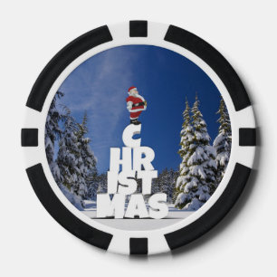 Jetons De Poker Paysage d'hiver de Noël