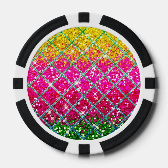 Jetons De Poker Peau de serpent rose de scintillement (Recto)