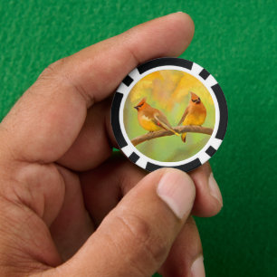 Jetons De Poker Peinture à cire de cèdre - Mignonne Oiseau Sauvage