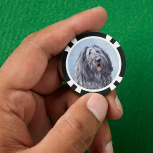 Jetons De Poker Peinture Bergamasco Sheepdog - Chien original mign
