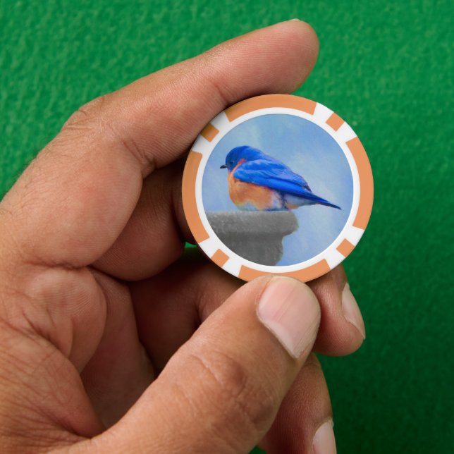 Jetons De Poker Peinture Bluebird - Art original pour oiseaux (main)