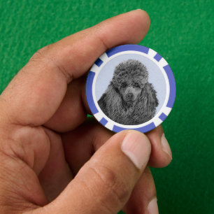 Jetons De Poker Peinture de caniche Miniature Jouet noir Art origi