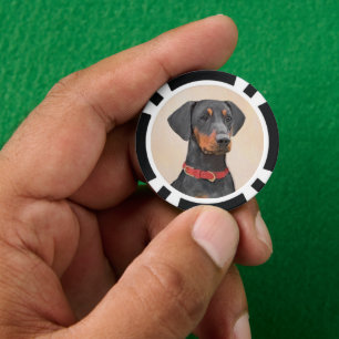 Jetons De Poker Peinture de Pinscher Allemand Art Animal Original