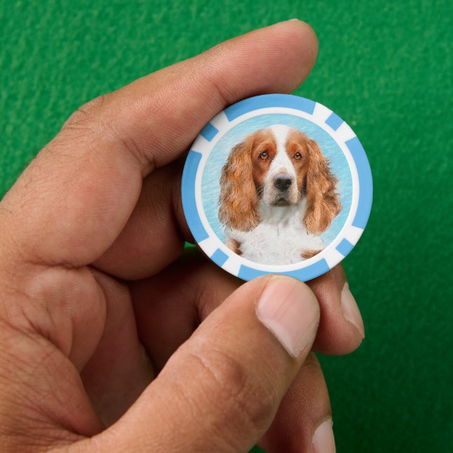 Jetons De Poker Peinture d'espagnol Welsh Springer - Art original  (main)