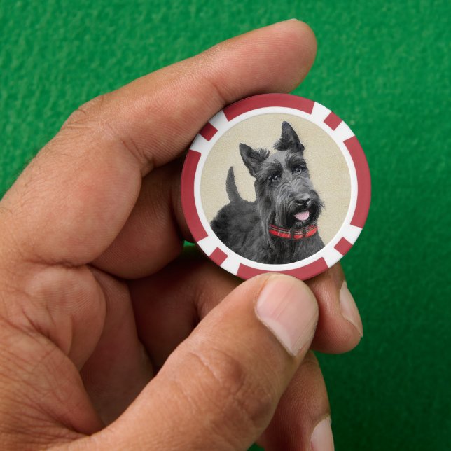Jetons De Poker Peinture écossaise Terrier - Cute Original Chien A (main)