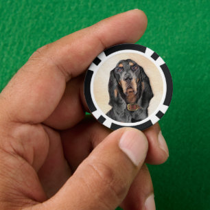 Jetons De Poker Peinture en noir et blanc - Art original Chien