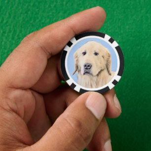 Jetons De Poker Peinture Golden Retriever - Joli art original chie