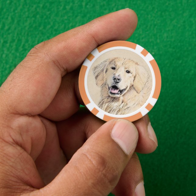 Jetons De Poker Peinture Golden Retriever - Joli art original chie (main)