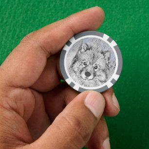 Jetons De Poker Peinture Keeshond Beth - Joli art original chien