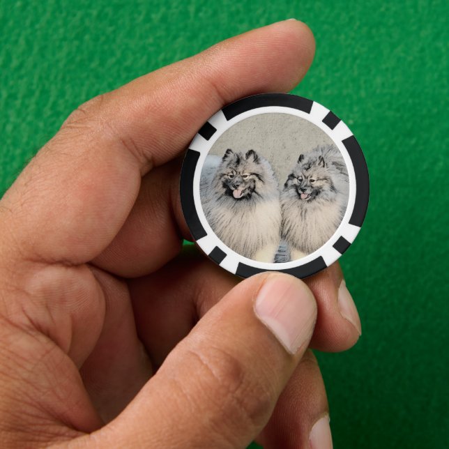 Jetons De Poker Peinture Keeshond Brothers - Art Chien original (main)