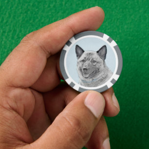 Jetons De Poker Peinture norvégienne Elkhound - Art original Chien