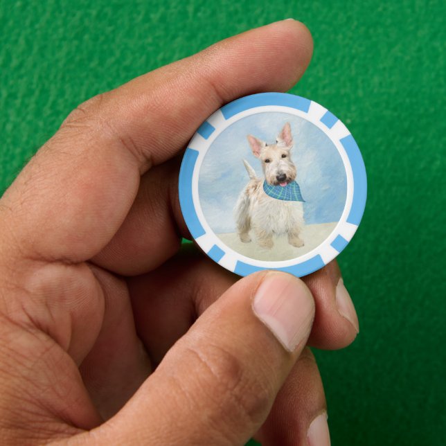 Jetons De Poker Peinture originale de chien Wheaten Terrier Écossa (main)