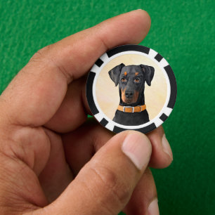 Jetons De Poker Peinture originale de Doberman Pinscher non coupé