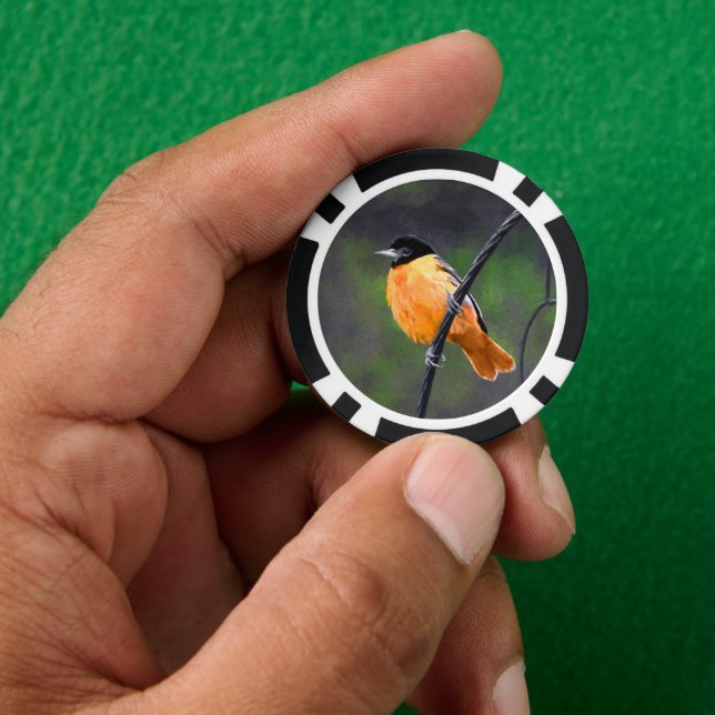Jetons De Poker Peinture Oriole - Art Oiseau Original (main)