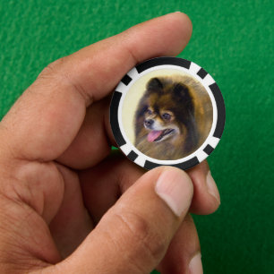 Jetons De Poker Peinture Poméranienne Noir et Tan Art Chien origin