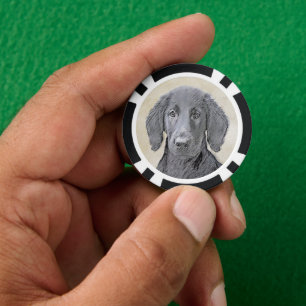 Jetons De Poker Peinture Retriever à revêtement plat - Art Chien o