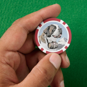 Jetons De Poker Peinture Saint Bernard - Cute Original Chien Art