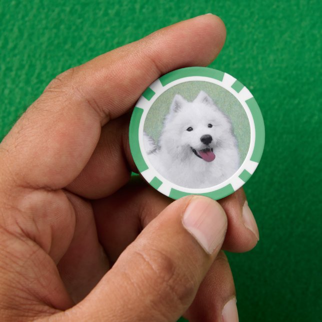 Jetons De Poker Peinture Samoyed - Cute Original Chien Art (main)