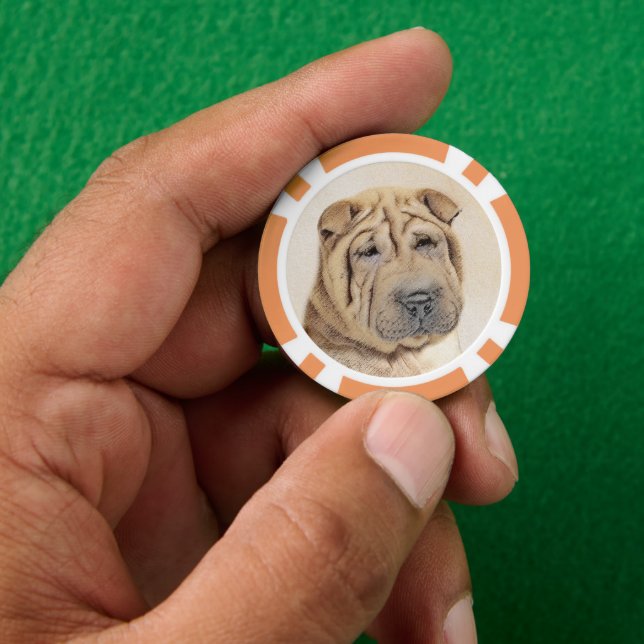 Jetons De Poker Peinture Shar Pei - Cute Original Chien Art (main)