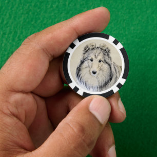 Jetons De Poker Peinture Shetland Sheepdog - Jolie art original ch